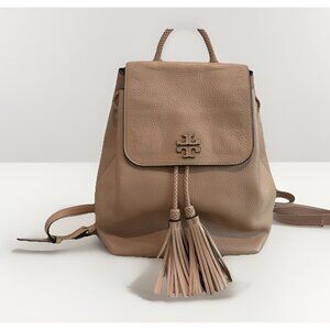Tory Burch Taylor Backpack Pebbled Leather Tassel Nude / Sand ~ NWOT